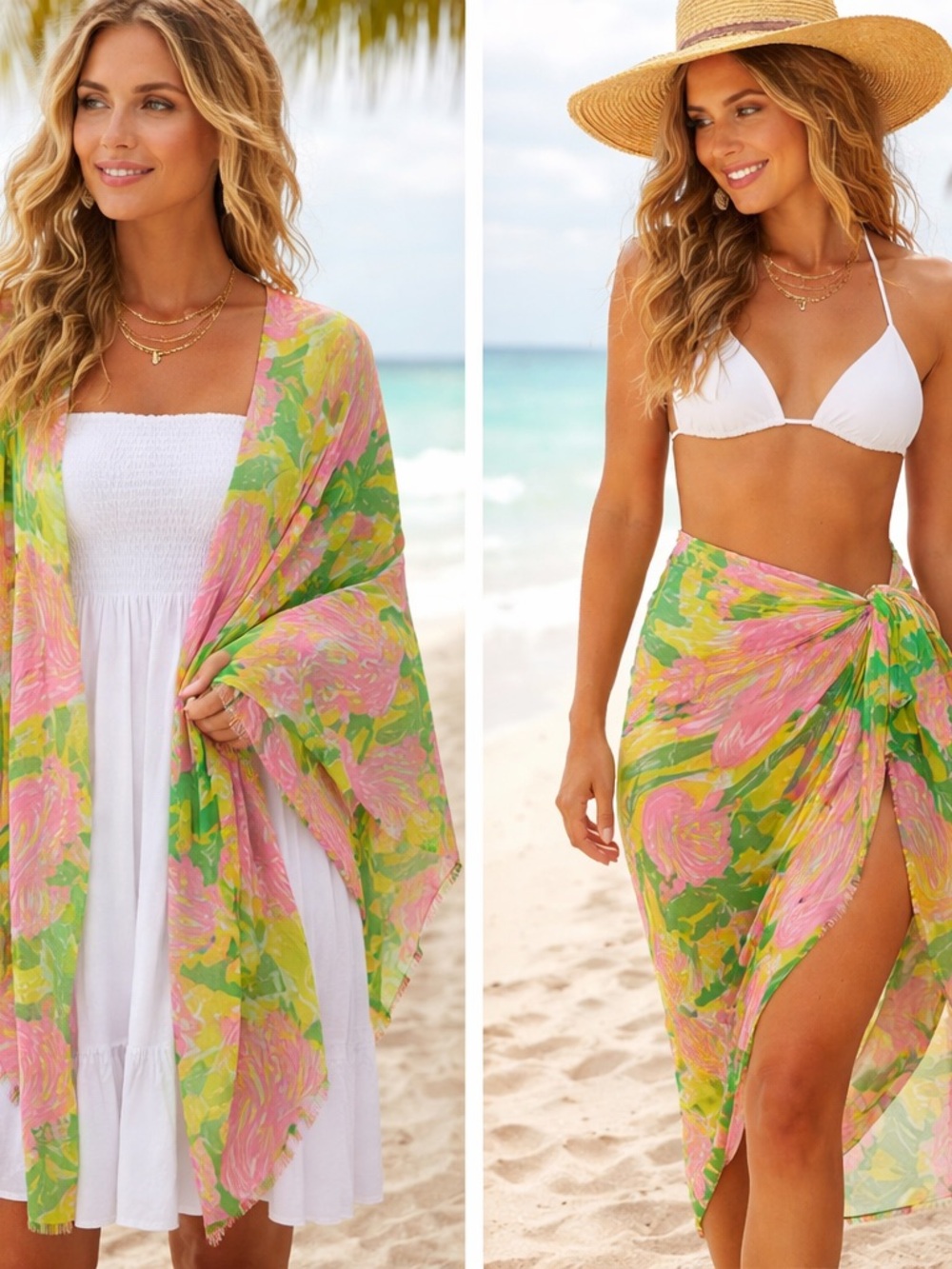 Lilly Pulitzer Target 20th Anniversary Flamingo Sequin Scarf Wrap OS Pink Green